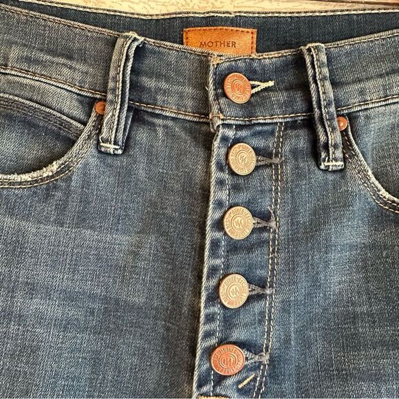 MOTHER The Insider Ankle Fray Button Fly Jeans Beyond the sky Size 26 - Picture 6 of 13